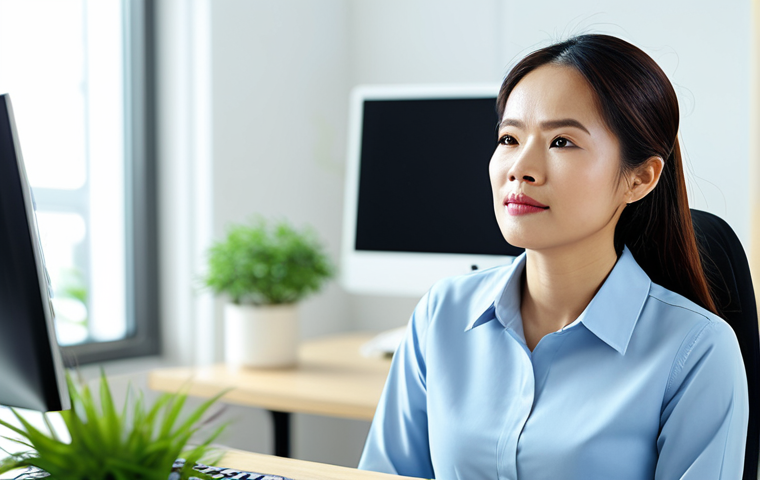 **
"A Vietnamese businesswoman in a modern, brightly lit office, practicing deep breathing at her desk. She is fully clothed in a professional, modest Ao Dai, with a small plant on her desk. Background includes blurred colleagues working calmly. Safe for work, appropriate content, perfect anatomy, natural proportions, family-friendly, professional photography, high quality, focus on serene expression."
**