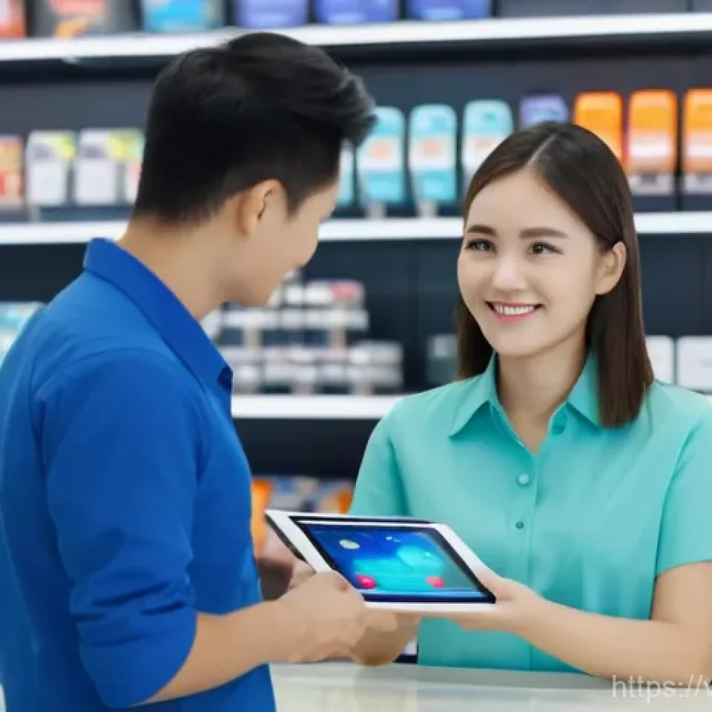 서비스관리사와 실습 과제 예시 - **Prompt 1: Seamless Customer Journey in a Modern Retail Environment**
A bright, clean, and mode...