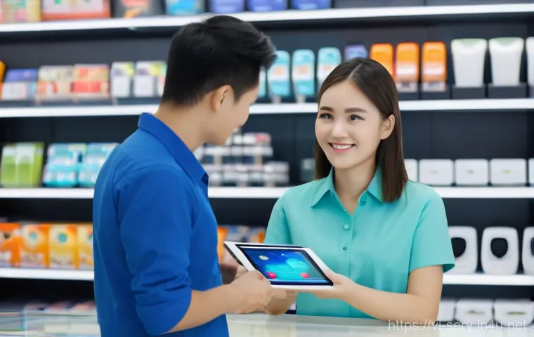 서비스관리사와 실습 과제 예시 - **Prompt 1: Seamless Customer Journey in a Modern Retail Environment**
A bright, clean, and mode...