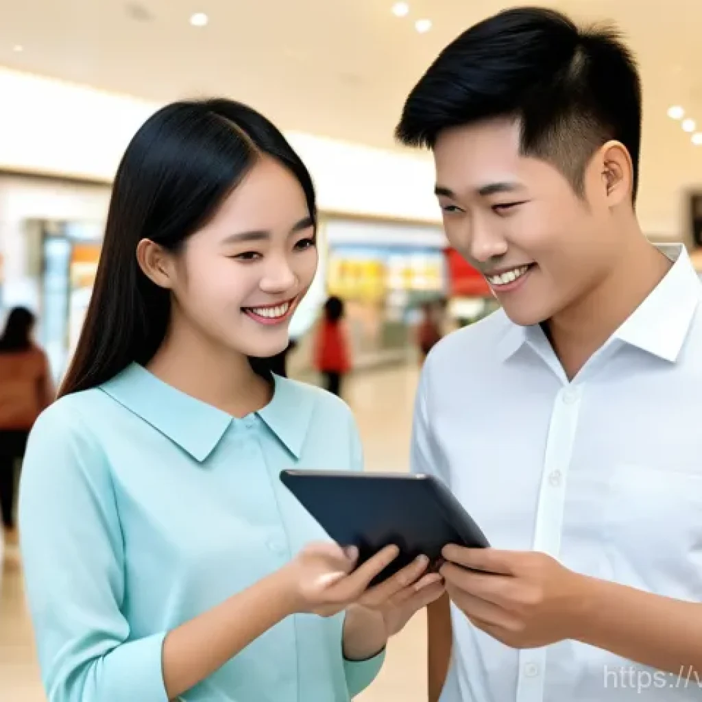 서비스관리사와 KPI 설정 및 관리 - A vibrant scene depicting diverse modern Vietnamese customers engaging with a service in various way...