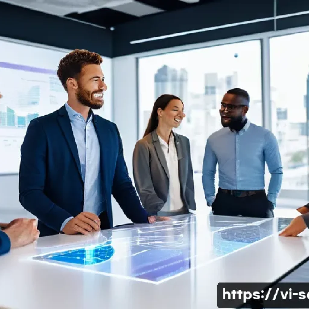 서비스관리사와 업무 효율화 방법 - **Prompt 1: Future of Collaborative Work with AI**
"A diverse team of young professionals, inclu...