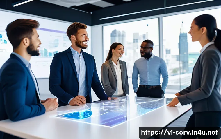 서비스관리사와 업무 효율화 방법 - **Prompt 1: Future of Collaborative Work with AI**
"A diverse team of young professionals, inclu...
