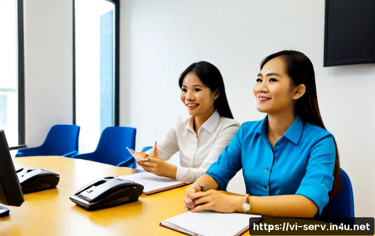 서비스관리사와 CS 트레이닝 팁 - Photorealistic customer service training workshop in a modern Vietnamese office, a confident Vietnam...